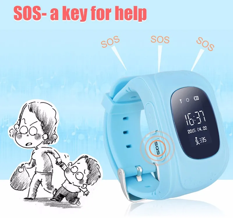 Spy GSM Smart Phone Watch Children Kid Wristwatch Q50 GPS Locator Tracker Bracelet Child Anti-Lost Smartwatch For Apple Android
