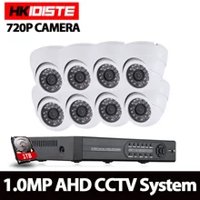 8CH CCTV система 8CH 720 P DVR 8 шт. 1.0MP IR внутренняя камера видеонаблюдения 2000TVL домашняя система безопасности комплекты видеонаблюдения с 1 ТБ HDD