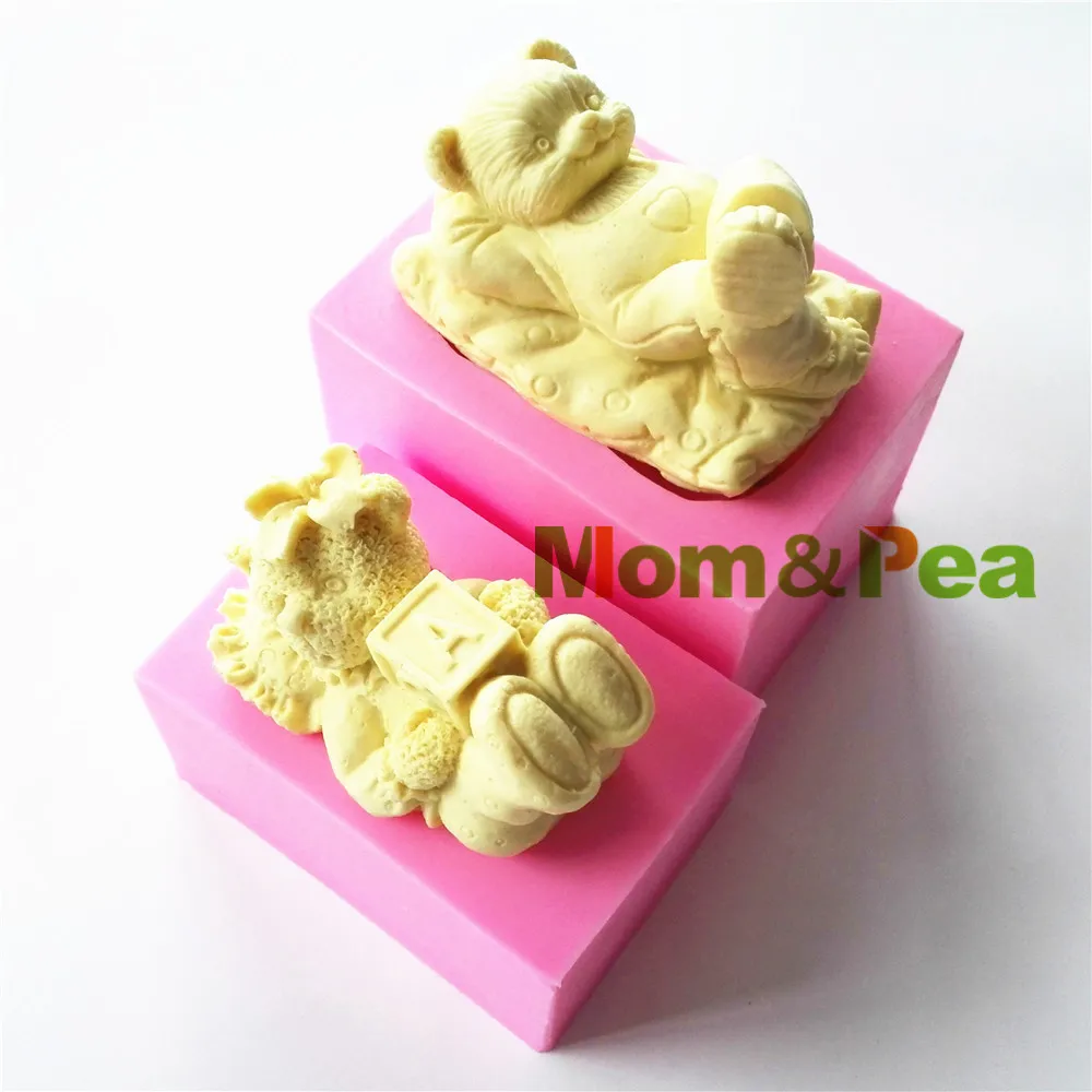 

Mom&Pea 0772&0773 2pcs/Set Free Shipping Mr & Ms Bears Shaped Silicone Mold Cake Decoration Fondant Cake 3D Mold Soap Mold