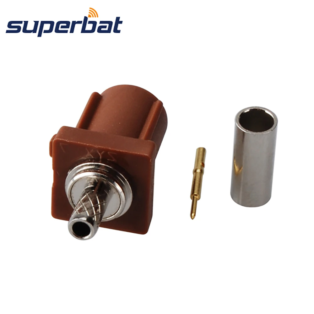 

Superbat Fakra "F" Brown /8011 Crimp Plug Male RF Coaxial Connector TV2 SDARS for Cable RG316 RG174 LMR100