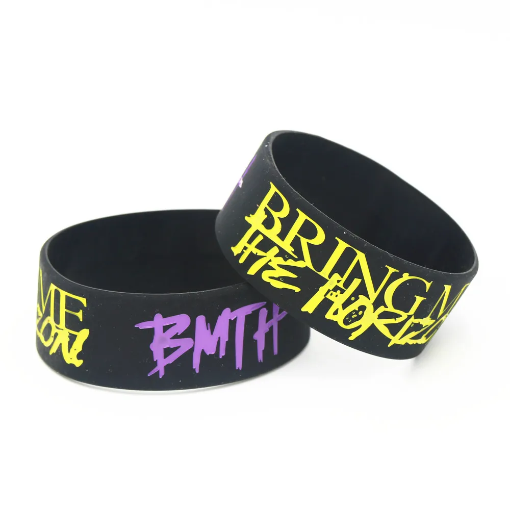 1 шт. горячая Распродажа BMTH BRING ME THE HORIZON силиконовый " широкий силиконовый браслет черные музыкальные полосы браслет и Bangels для подарков SH199