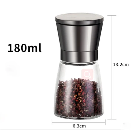 180 ml Мельница для перца ручная Сезам перец морская соль шлифовальная бутылка черный перец порошок шлифовальная машина домашняя кухонная бутылка для приправ - Цвет: 180 ml