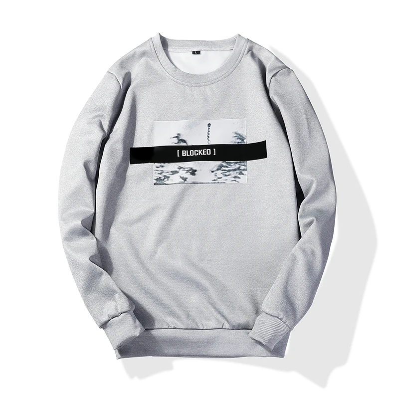 

TFETTERS 2019 Spring Autumn Fashion Men Sweatshirt New Long Sleeve Casual Print Sweatshirt Men Hoodie O-Neck Slim Sweatshirt