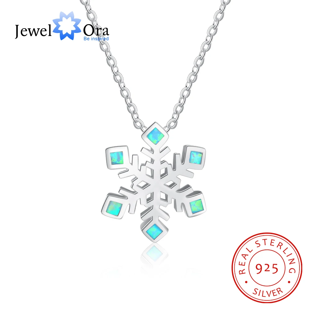 

Snowflake Blue Opal Pendant Necklace Party Jewelry 925 Sterling Silver Necklace & Pendants Christmas Gift (JewelOra NE102056)