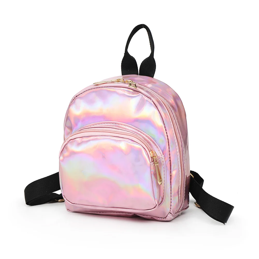

Fashion Women Mini Backpack Girls School Bags Glitter PU Leather Holographic Backpacks LBY2018