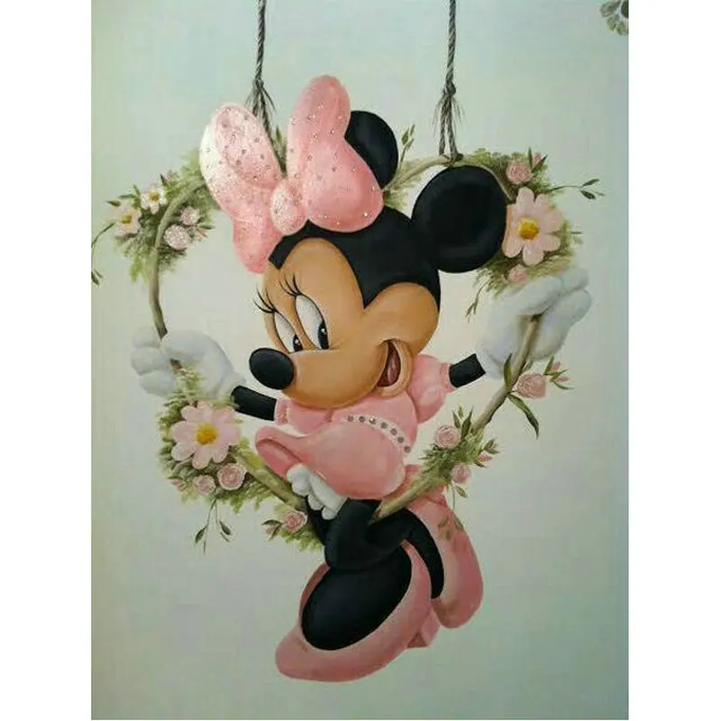 

5D DIY Diamond Embroidery cartoon Minnie mouse wreath diamond Painting cross stitch Square Rhinestone Mosaic Drawing home Decor