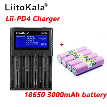 

1pcs LiitoKala lii-PD4 LCD 3.7V 18650 21700 battery Charger+4pcs 3.7V 18650 3000mAh INR18650 30Q li-ion Rechargeable Batteries
