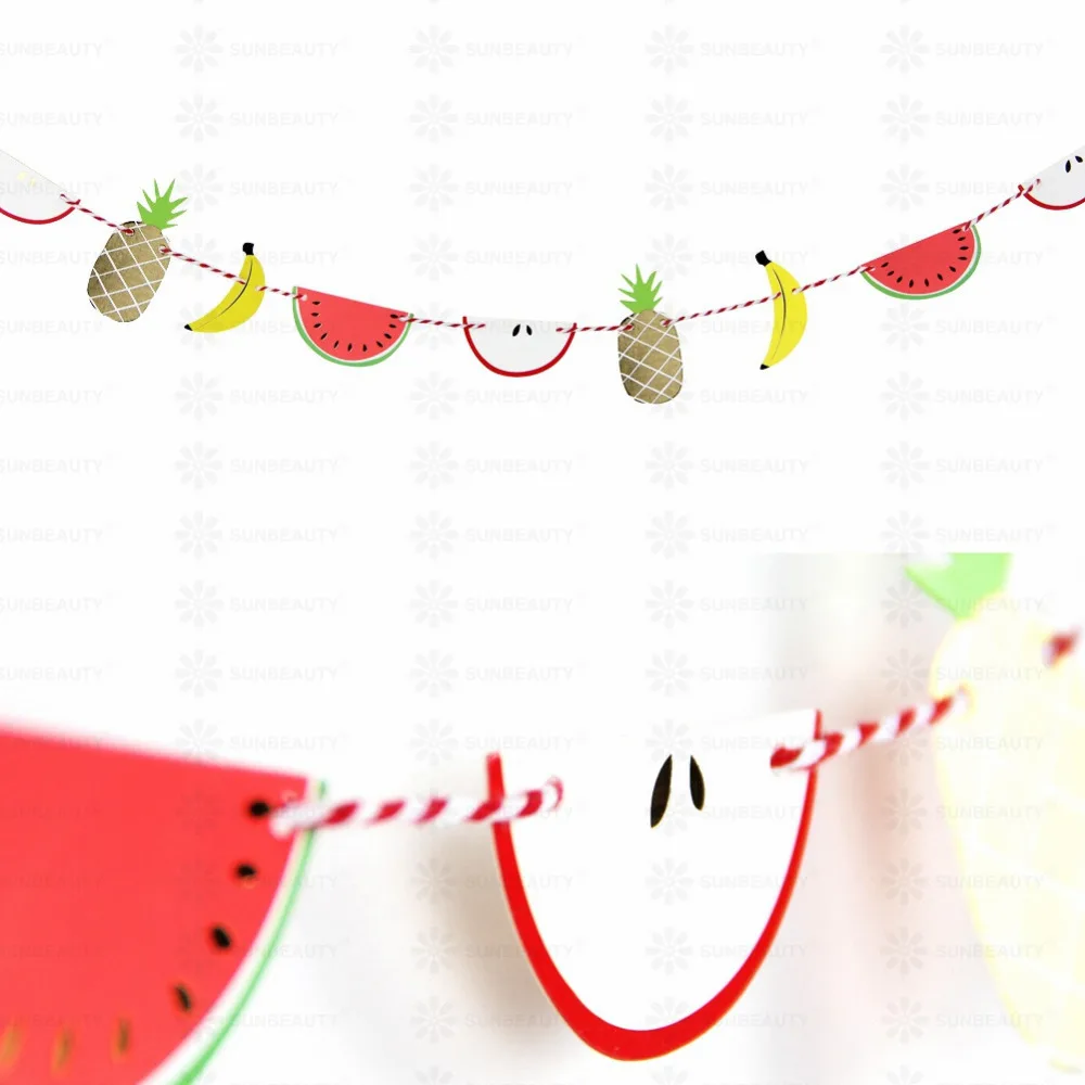 

Tiny Paper Fruit Garland Summertime Garland Fruit Bunting Pineapple Banana Watermelon Apple Banner Outdoor Hawaiian Luau Party