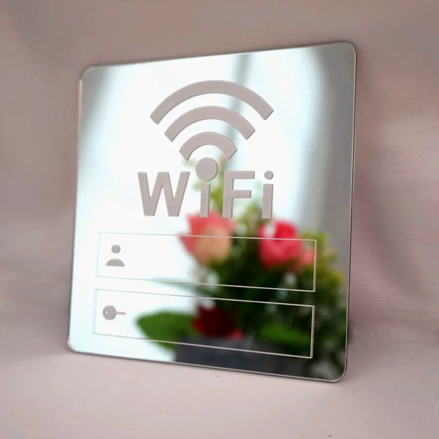 10 см wifi знак 3D акриловые зеркальные настенные наклейки перезаписываемые учетные записи и пароль для общественных Shope wifi вывески