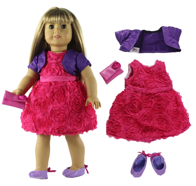 Много стилей на выбор, кукольная одежда, повседневная одежда, наряд для 18 дюймовой американской куклы, 18 дюймовая кукольная обувь, кукольные аксессуары - Цвет: 4 PCS Clothes