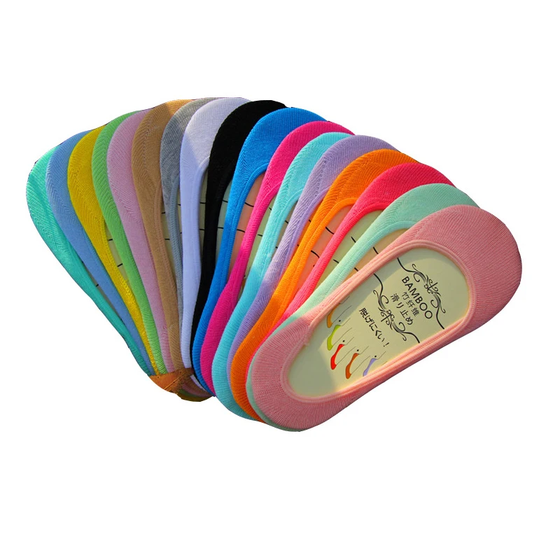 

Summer Boat Socks Candy Color Kawaii Women Silicone Invisible bamboo Socks Comfortable Leisure colored Student Socks 5pairs/lot