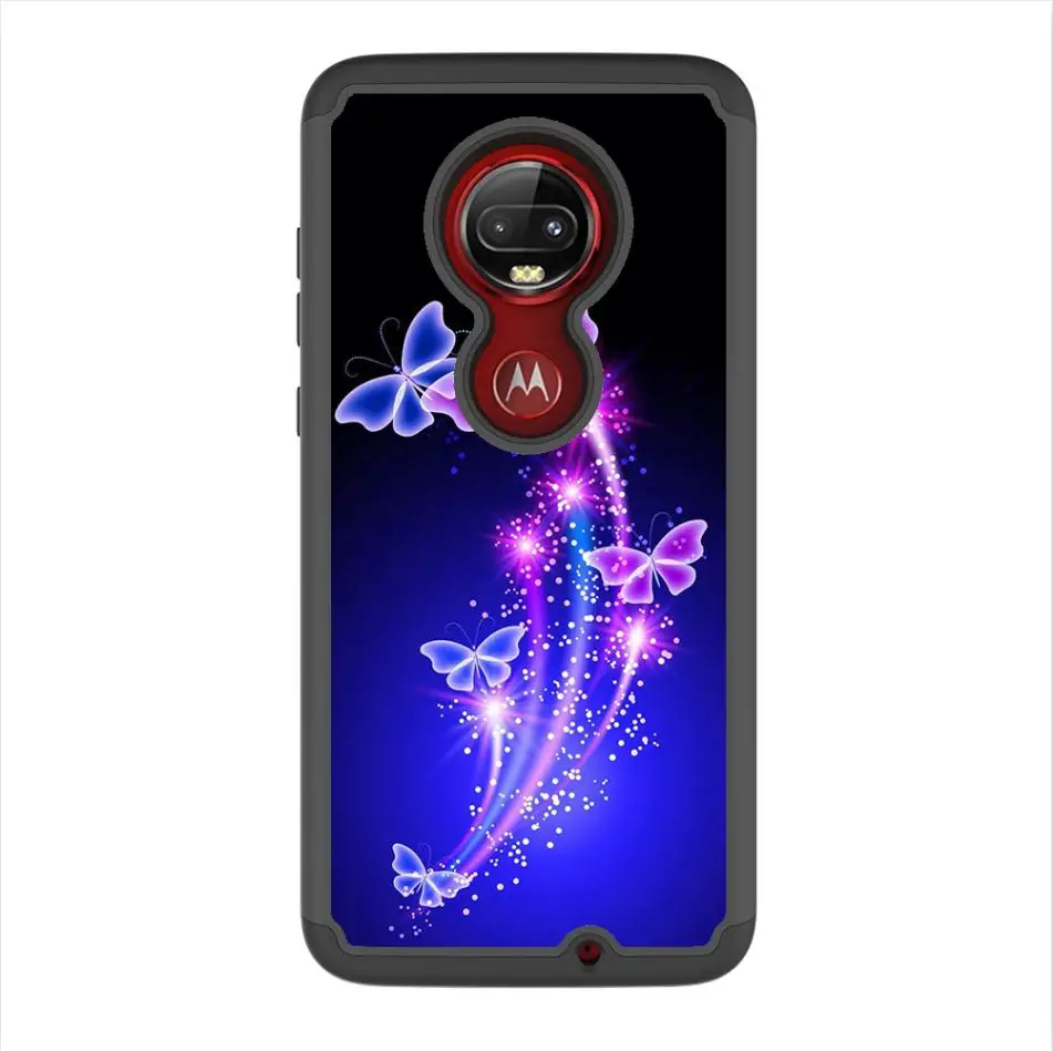 2 in 1 hard PC cloth Case For motorola MOTO G7 G7 Power G7 Play colorful flower Pattern Phone Case For MOTO Z4 Play cover