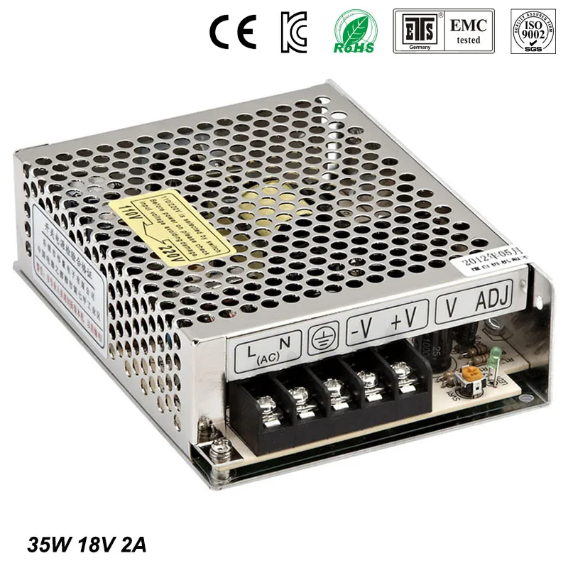 Best quality 18V 2A 35W Switching Power Supply Driver for LED Strip AC 100-240V Input to DC 18V free shipping