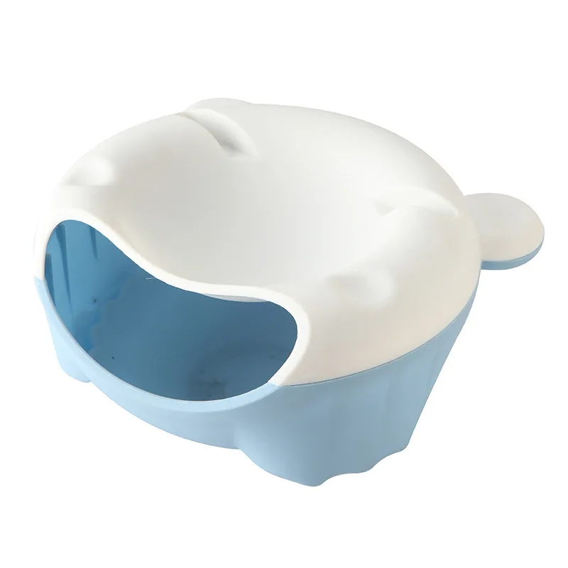 Фруктовая чаша Lemorange пластиковая двухслойная сухая фруктовая Конфета коробка для хранения еды для перекуса тарелка блюдо лоток с стентами мобильного телефона - Цвет: Blue and White