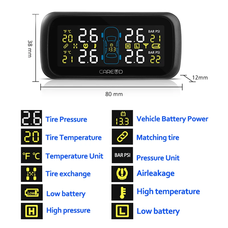 U903Z WI TPMS автомобильная система контроля давления в шинах 4 внешних датчика