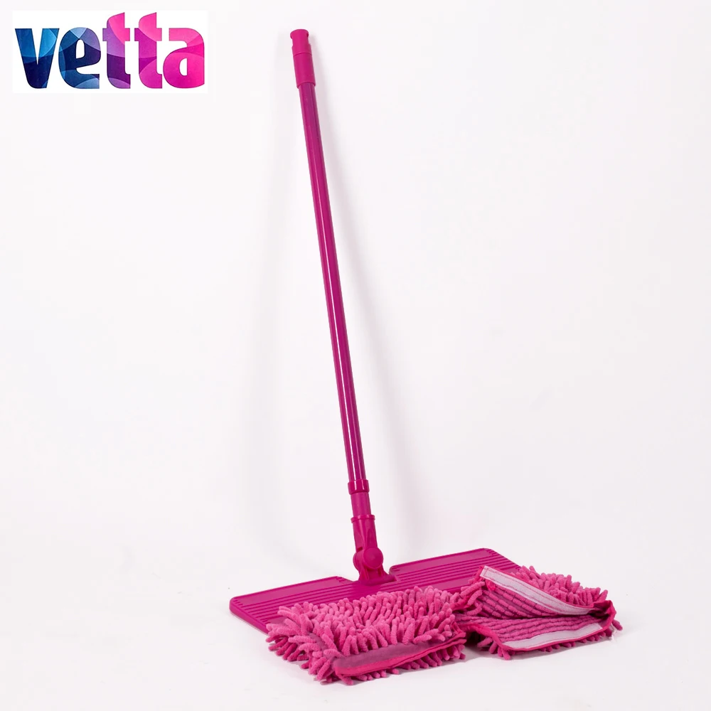 VETTA squeegee mop for floor with squeezing and double sided mops pink