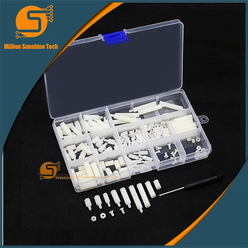 

210 pcs/lot Raspberry Pi Screws Kits Plastic Screws and Nuts + Screwdriver + Storage Box Case for Raspberry Pi 3 for Arduino