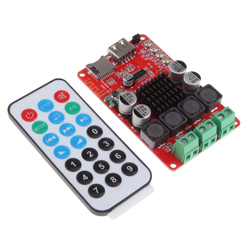 

TPA3116 2X50W With Remote Control Bluetooth Audio Lightweight Amplifier Board Stereo TF Cards Reception Control Dual Channel