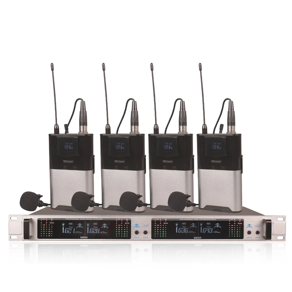 نظام ميكروفون لاسلكي مهني 409GT 4-قناة UHF الديناميكي المهنية 4 سماعات طوق خط مؤتمر نظام ميكروفون لاسلكي مهني 409GT 4-قناة UHF الديناميكي المهنية 4 سماعات طوق خط مؤتمر