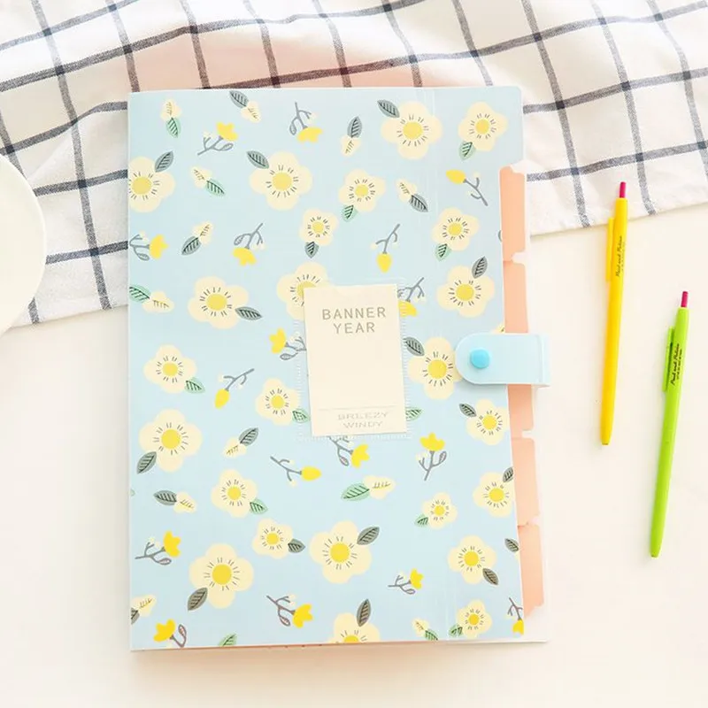 

Coloffice 1PC Fresh Floral Filing Production Folder Multi-Function 5/8 Into Mezzanine File A4 Document File Folder School Office