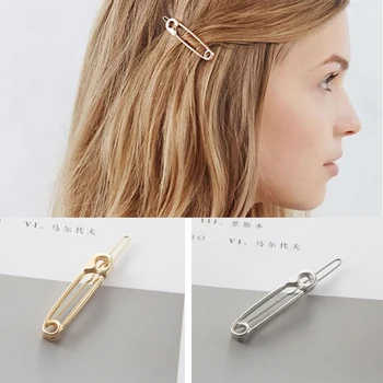 

Hot sale new 1Pcs Women Fashion Paperclip Hair Clips Girls Metal Minimalist Personality Hairpin Pin Shape Girl Hair Accessories