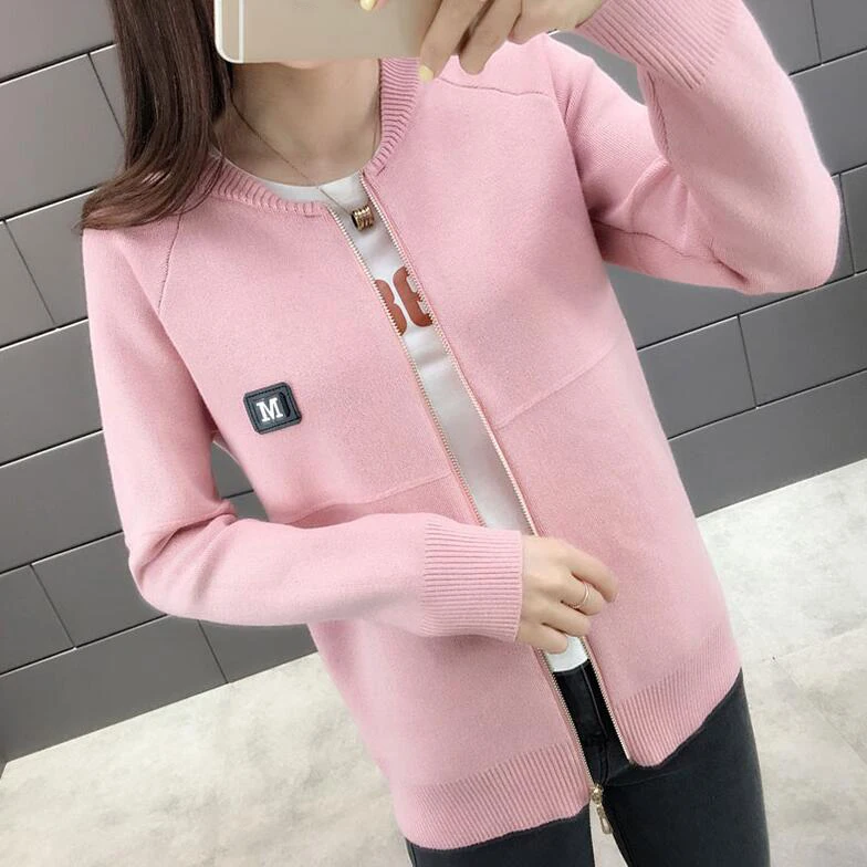 Women Cardigan New Fashion Autumn Casual Long Sleeve zipper Short Knitted Sweater Cardigan Coat For Women knit Jacket Tops