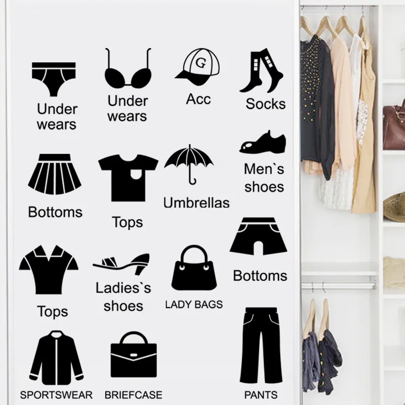 New Creative Bedroom Wardrobe Underwear Cabinet Logo Stickers