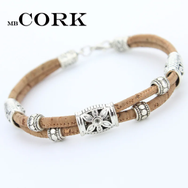 MB Cork Европейский склад Цветочные бусины женский браслет ручной работы женские