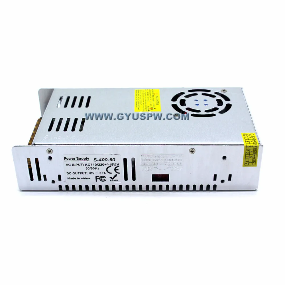 Одиночный выход DC60V 6.7A 400W импульсный источник питания AC к DC 60V SMPS для 3D печати
