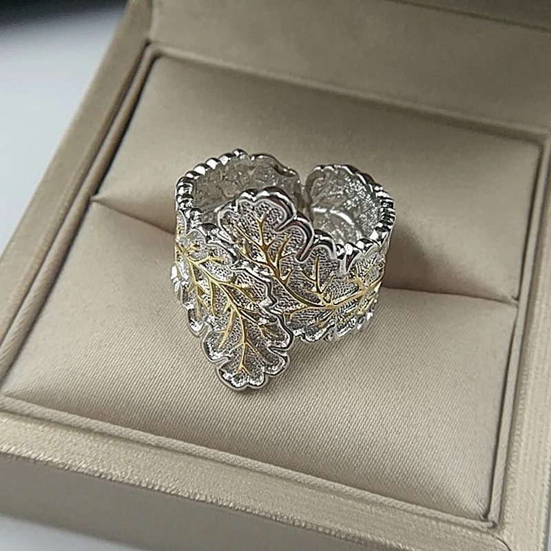Уникальное стильное милое женское кольцо в виде листьев и растений, модное обручальное кольцо из серебра 925 пробы и золота, винтажное Женское Обручальное Кольцо