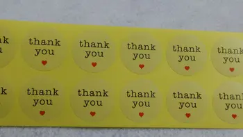 

1200PCS/Lot 3cm Round Thank you Love Sticker labels Yellow color Stickers Labels DIY hand made for gift box /cake