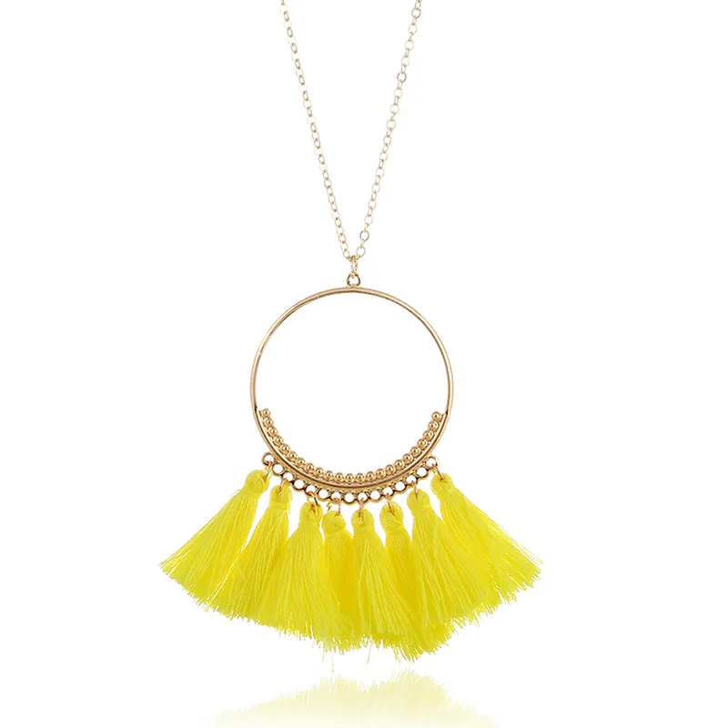 Ожерелье с подвеской в этническом стиле, женское ожерелье с подвеской и подвеской, длинное винтажное богемное ожерелье, модное ювелирное изделие - Окраска металла: yellow