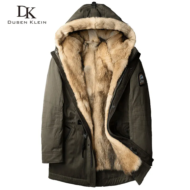 

Wolf fur for men Thick jackets long coats outdoor climbing travel to overcome the winter Warm luxury hooded jackets 61E1125