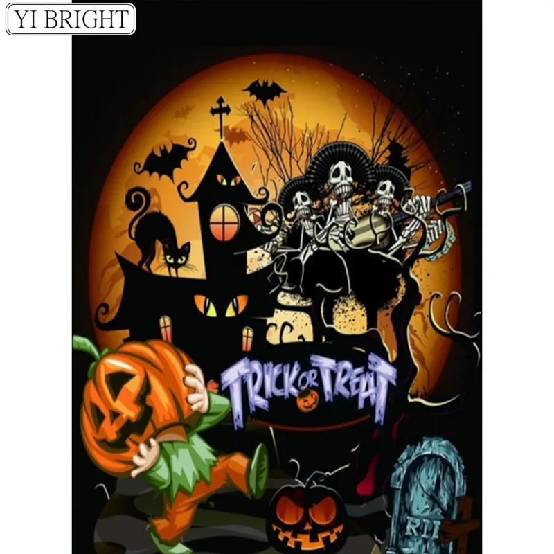 

5D DIY Full Square Diamond Painting Cross Stitch Halloween 3D Diamond Embroidery Rhinestone Mosaic Home Decor XY1