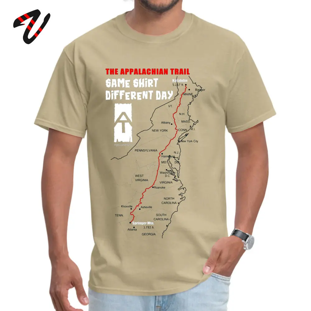 Custom Appalachian Trail Shirt Normal Short Sleeve Lovers Day Tops & Tees Fitted Crew Neck Cotton Tees Male Tshirts Appalachian Trail Shirt 9442 beige