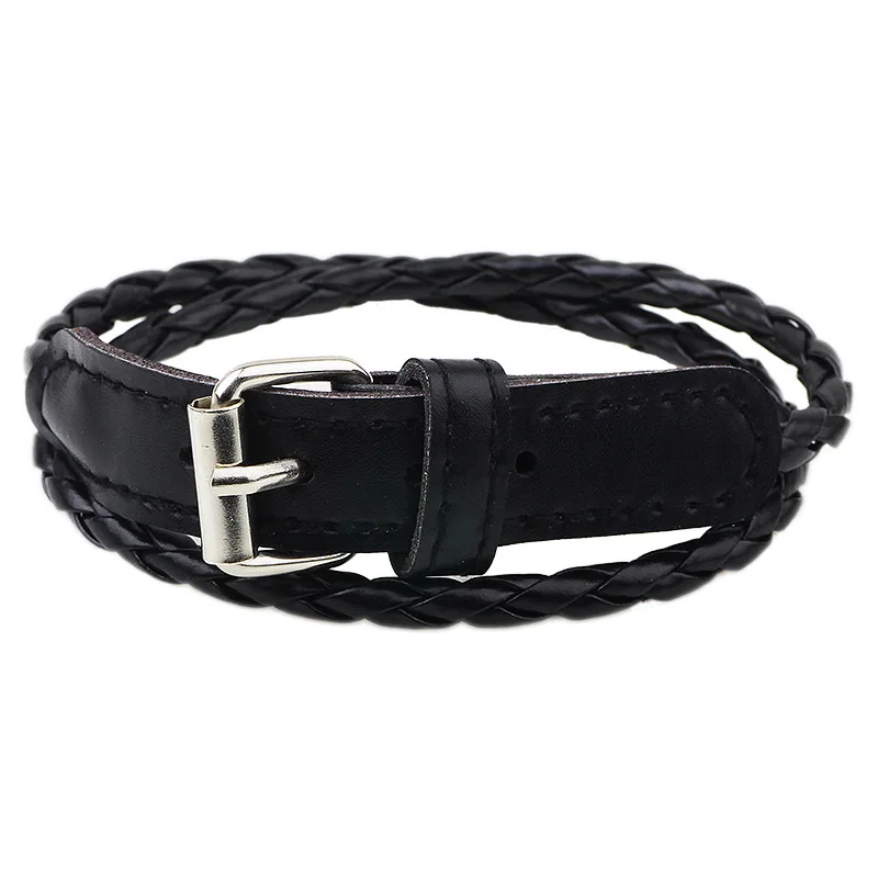 

New Men's Accessories Buckle Bracelet 2016 Men's Casual Leather Bracelet Silver Charm Fashion Retro Leather strap Bracelet Men