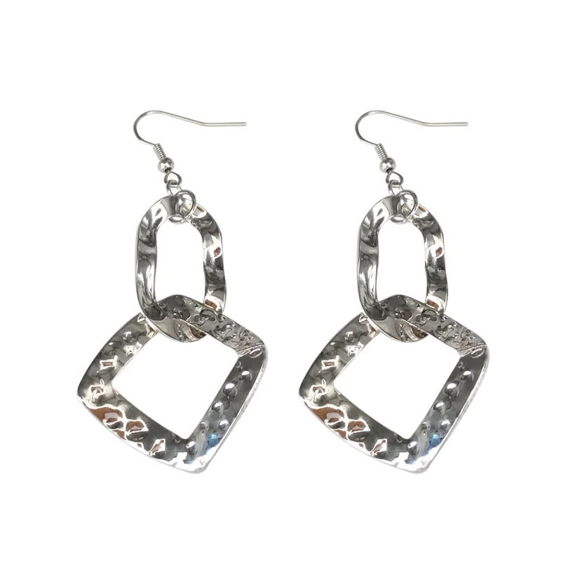 

Europe and the United States geometric irregular square earrings exaggerated metal sequined earrings female fashion jewelry gift