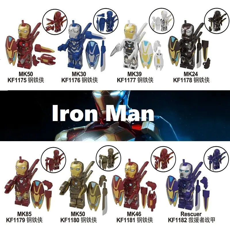 

Single Sale Super Heroes Building Blocks Figures Iron Man Mark 50 30 39 24 85 46 Rescuer Action Bricks Toys For Children KF6093