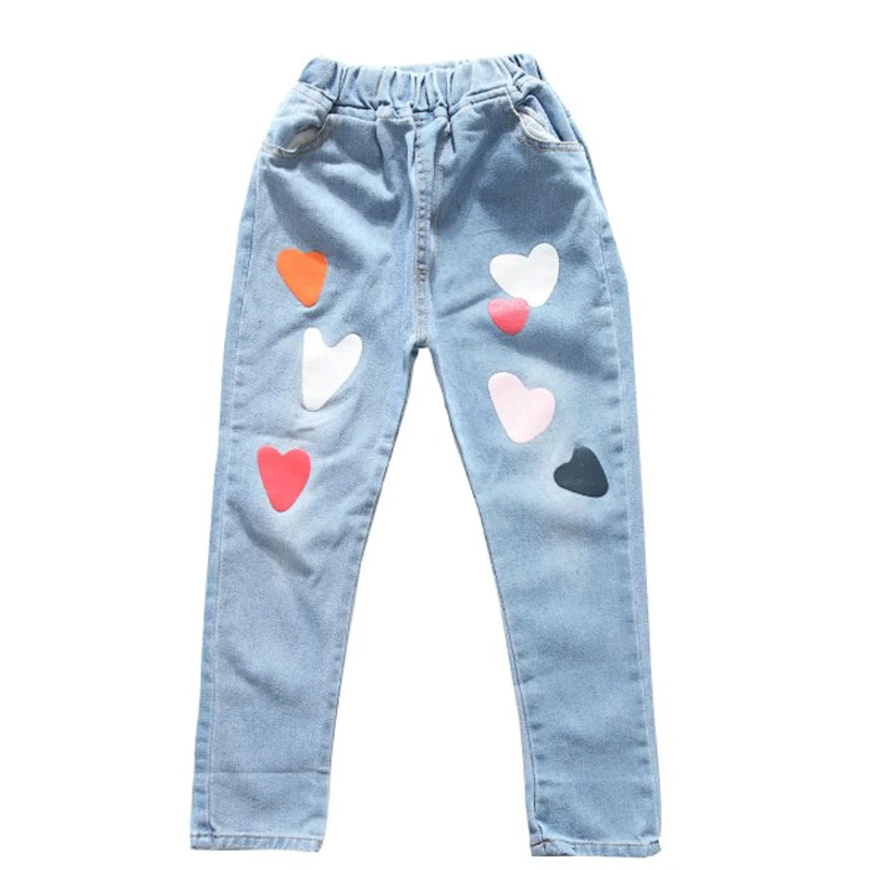 Children's Denim Clothing Girls Jeans Spring Autumn Long Trousers Heart