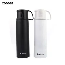 ZOOOBE 500ML Creative Water Bottle With Cup Stainless Steel Travel Thermos Vacuum Flasks Office Insulated Cup 300ml baby feeding thermos cup cute dog vacuum milk cup with bells girl stainless steel insulated cup leak poof hot water bottle