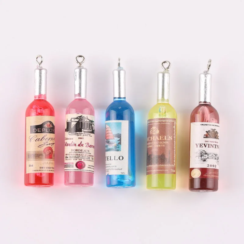 

Simulation beverage bottle wine bottle cream plastic phone case key ring pendant manual diy jewelry resin accessories