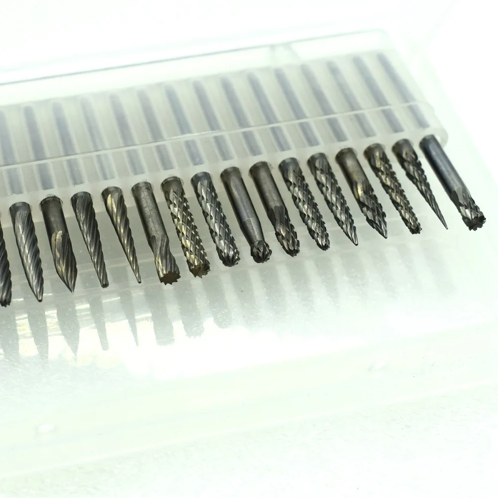 3mm Shank Tungsten Steel Solid Carbide Rotary Files Diamond Burrs Set