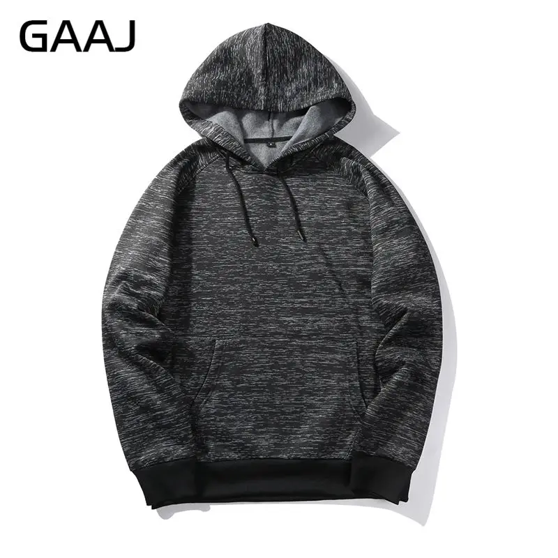 GAAJ Men Hoodies Linen Cotton Vintage Fleece Warm Winter Khaki Brown Sweatshirts Hoodie Hoody