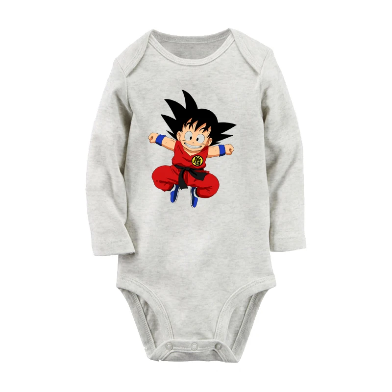 Z Goku/Дизайнерские наряды для новорожденных мальчиков и девочек с рисунком дракона из мультфильма комбинезон с длинными рукавами из хлопка, комплекты Боди для младенцев с принтом