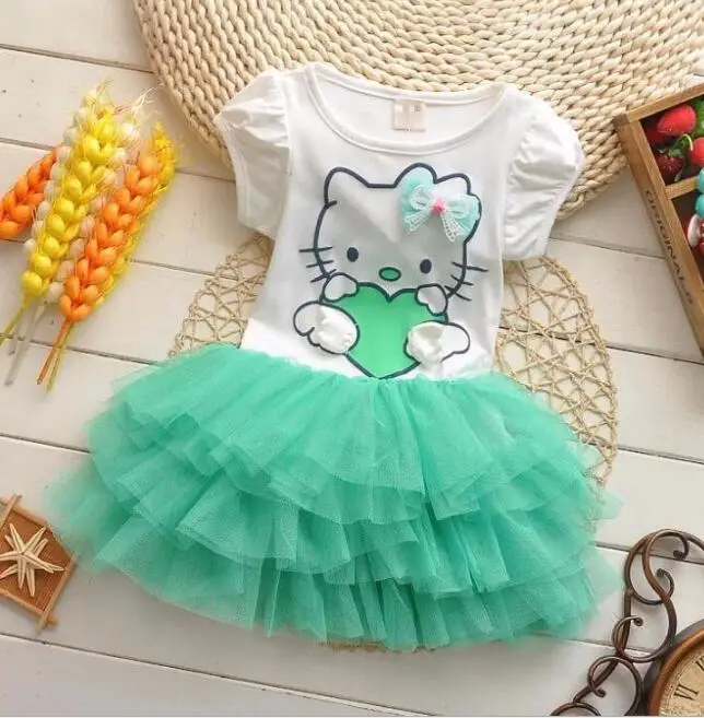 

MERI AMMI r Baby Girls Clothing Dressing Cartoon Cat TUTU Dresses Kitty Ball Gown Bow Dress For 2-5 Year Children,J539
