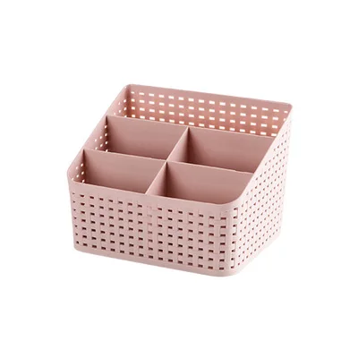 Hoomall 5 сеток настольная коробка для хранения ювелирных изделий Контейнер ящик пластиковый органайзер для макияжа домашний офис для хранения косметики - Цвет: Pink 5 grid