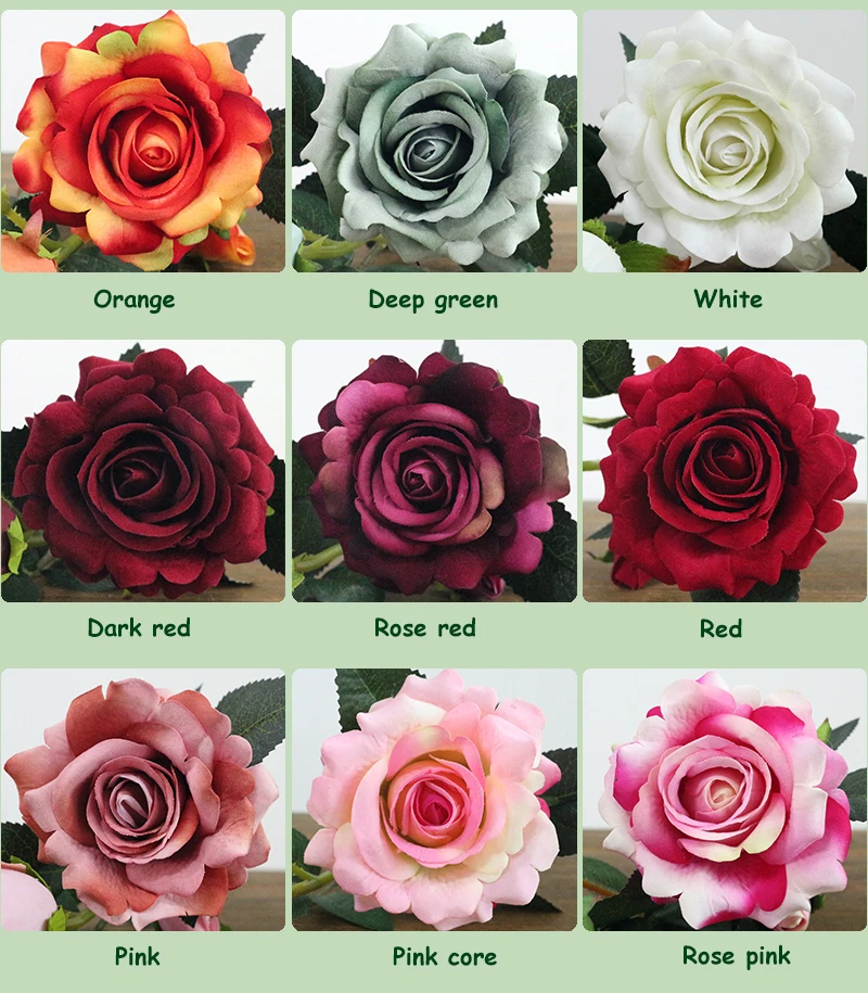 JAROWN Artificial Flannel Ruyi Rose Simulation Fake Flowers Branch Wedding Decor Home Office Decoration Silk Flower (36)