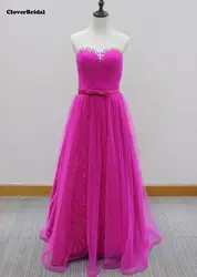 Реальные фотографии Бесплатная настроить Туле Amarelo Vestidos De Festa Vestido Longo; Para Casamento com Cinto ярко-розовый Цвет Тюль нарядное платье