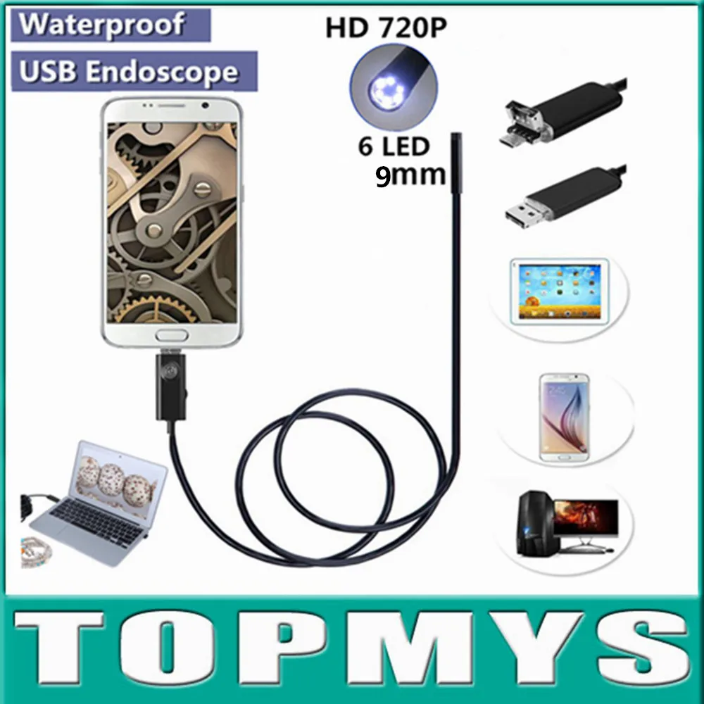 

2 in 1 Micro USB Endoscope Inspection camera TM-HTA9 waterproof 0.3MP camera Dia 9MM 6LED andriod phone pinhole Camera snake cam