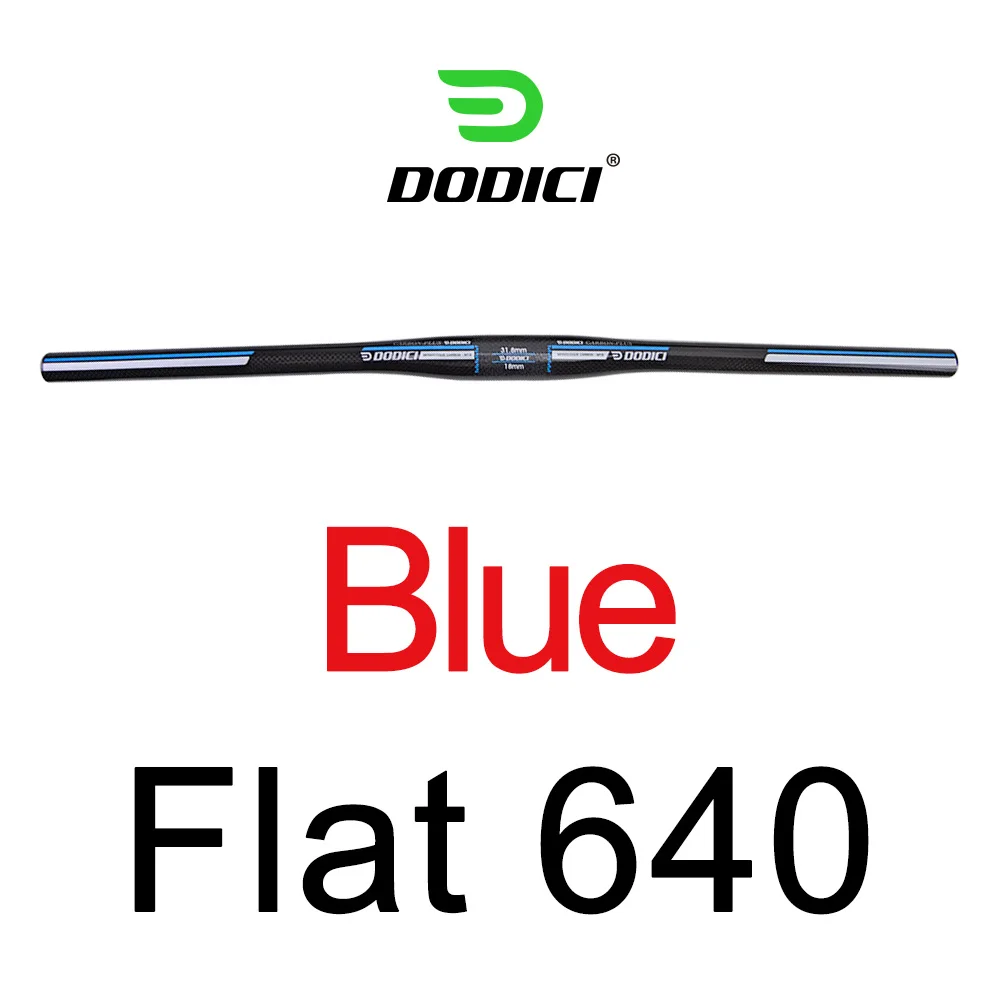 DODICI carbon fiber mountain Horizontal handlebar Bicycle Carbon One-shaped Handlebar 3K Gloosy Bike Parts caliber 31.8*720mm - Цвет: Blue Flat 31.8x640